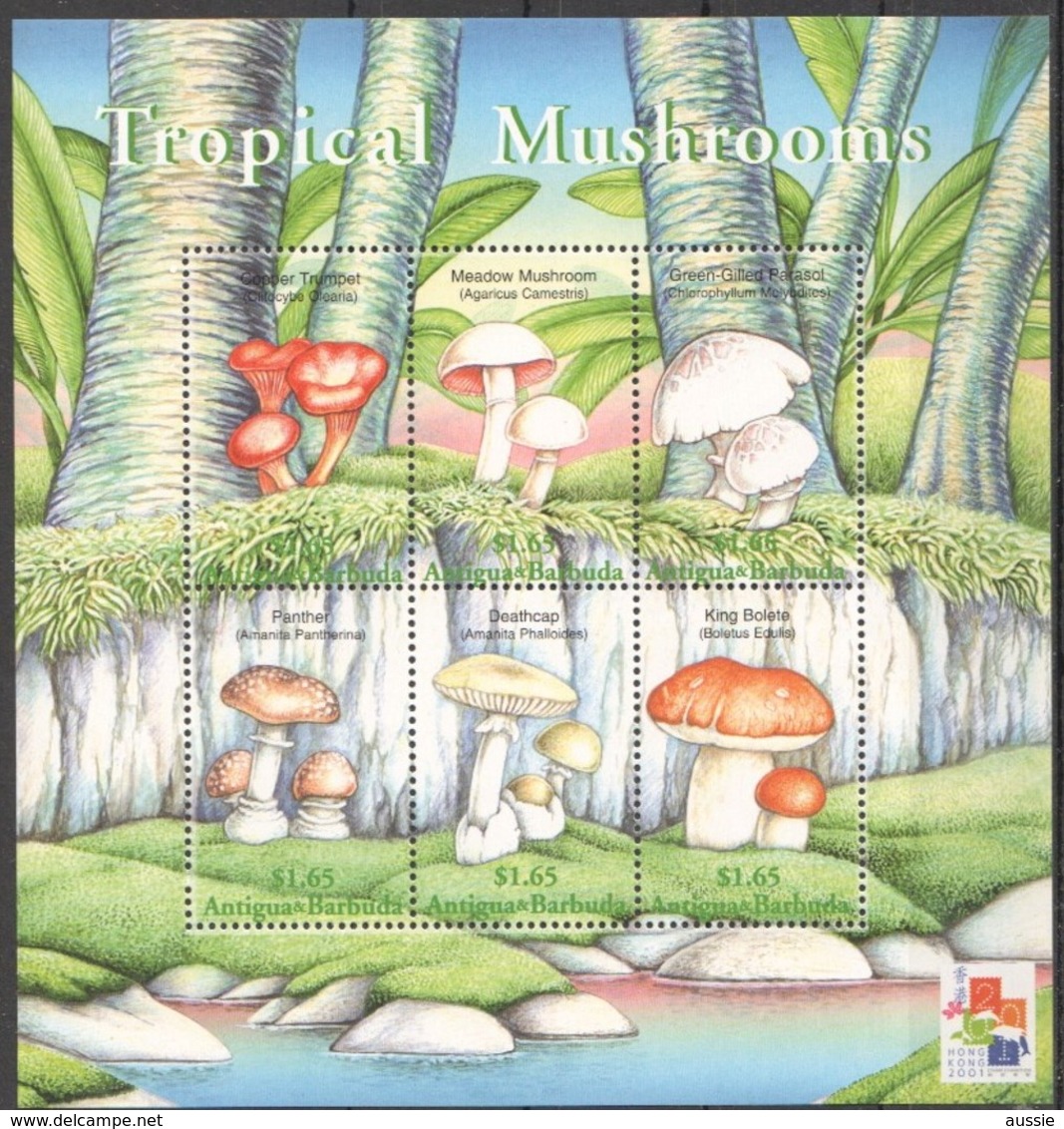 Antigua & Barbuda 2001 Yvertn° 2969-2974 *** MNH Cote 16,50 Euro Flore Champignons Paddestoelen Mushrooms - Antigua Und Barbuda (1981-...)