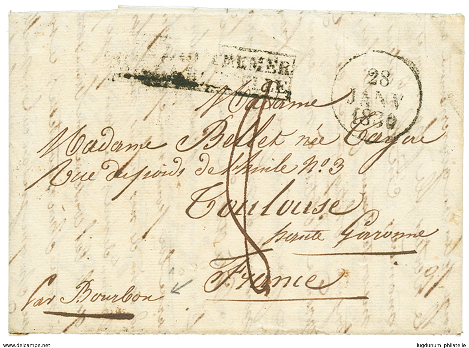 4 "STE MARIE DE MADAGASCAR" : 1829 Trés Rare Lettre Avec Texte Daté "STE MARIE DE MADAGASCAR 24 Mars 1829" Via BOURBON ( - Other & Unclassified