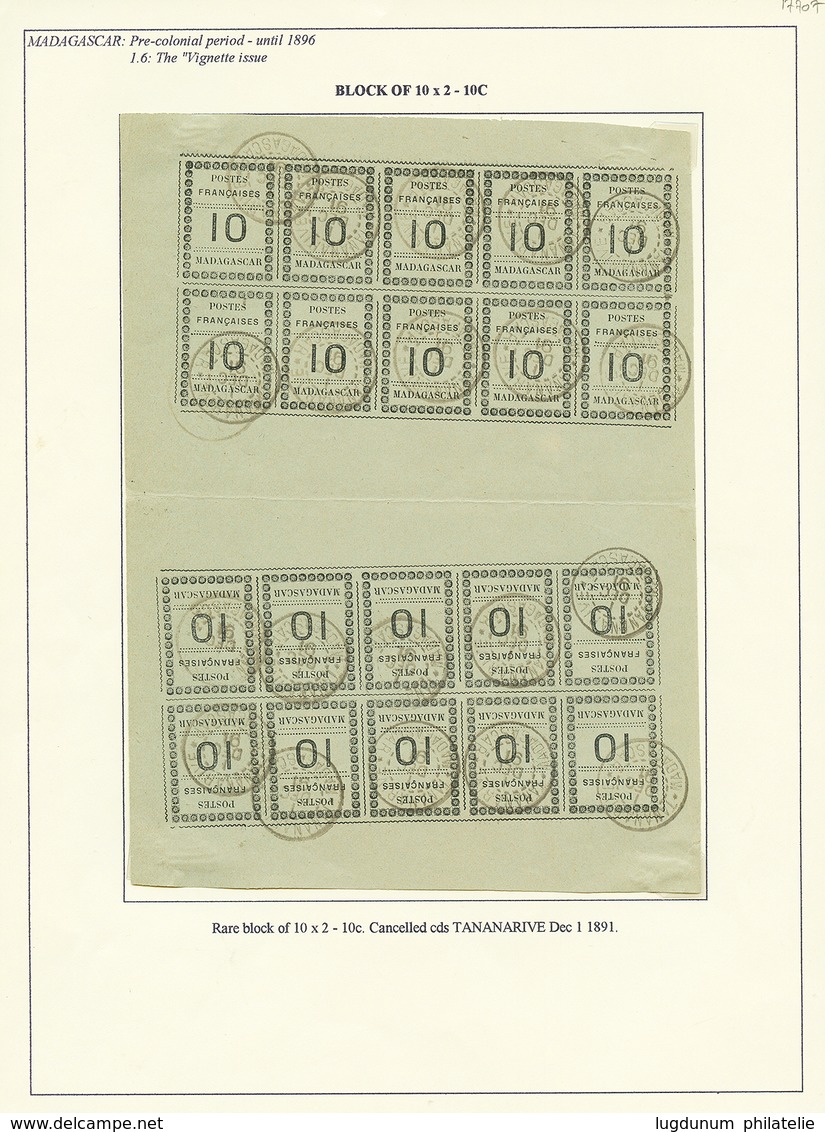 36 10c(n°9) Feuillet De 2 Panneaux De 10 TETE-BECHE Obl. TANANARIVE. Quelques Amincis Dans Les Bords De Feuilles (hors T - Sonstige & Ohne Zuordnung