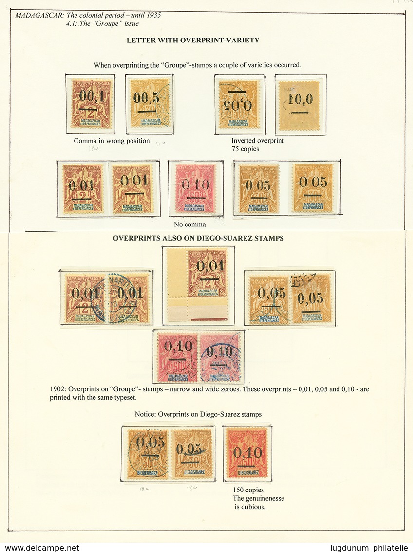 72 SURCHARGES De 1902 (2ème Série) : Collection N°51 à N°55 Dont Surcharges Renversée, Virgule Mal Plaçée + 9 Lettres(do - Autres & Non Classés