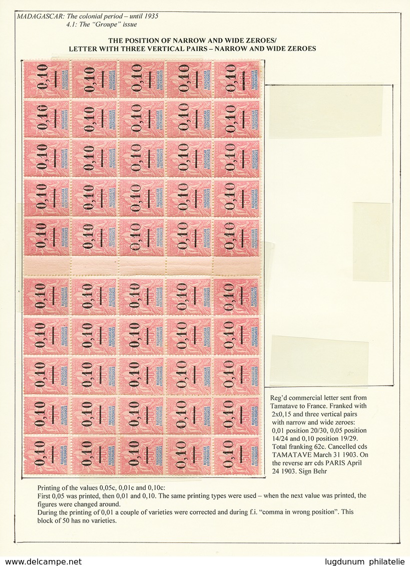 72 SURCHARGES De 1902 (2ème Série) : Collection N°51 à N°55 Dont Surcharges Renversée, Virgule Mal Plaçée + 9 Lettres(do - Autres & Non Classés