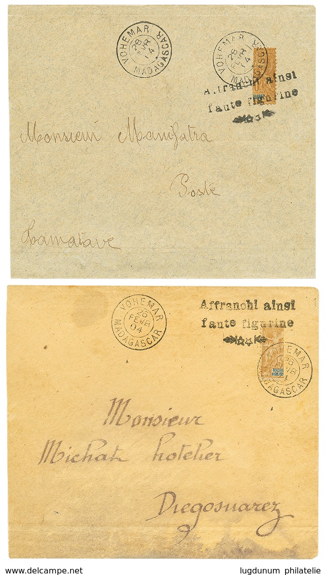 80 1904 2 Lettres Avec Demi Timbre 30c(n°90) Ou 30c(n°91) Obl. VOHEMAR. La Lettre Avec N°90 Avec Taches. TB. - Other & Unclassified