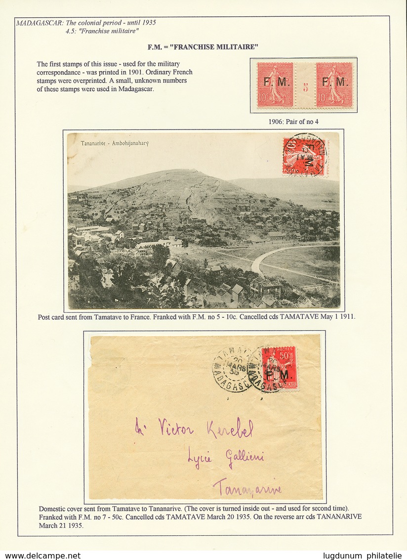 91 1905/1935 3 Lettres De 1918 Avec CENSURES + 3 Lettres Avec Timbres F.M + 2 Cartes Paquebot OXUS. TB. - Autres & Non Classés