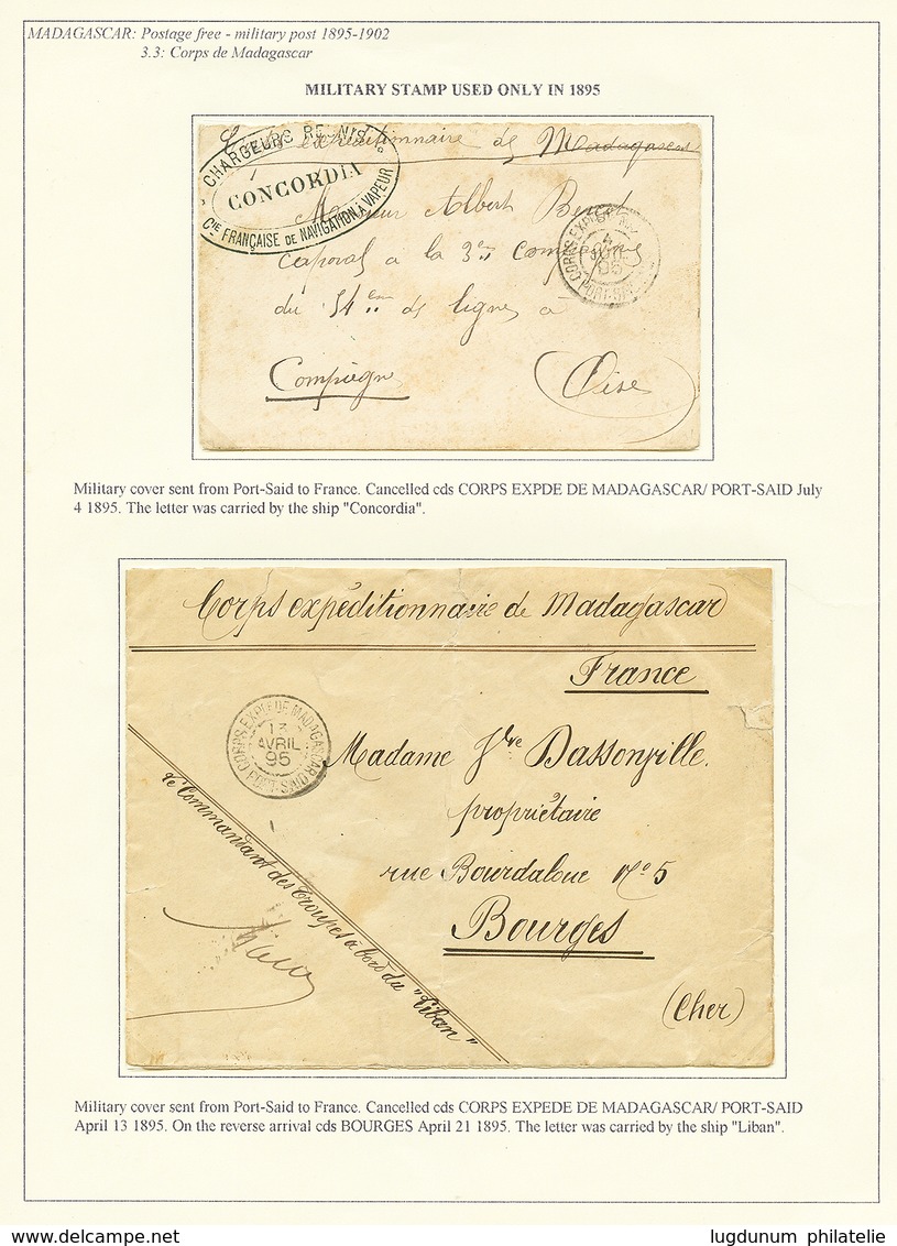 107 CORPS EXPEDITIONNAIRE DE MADAGASCAR - Collection De 16 Lettres Montées Sur Feuilles D' EXPOSITION. TB. - Other & Unclassified