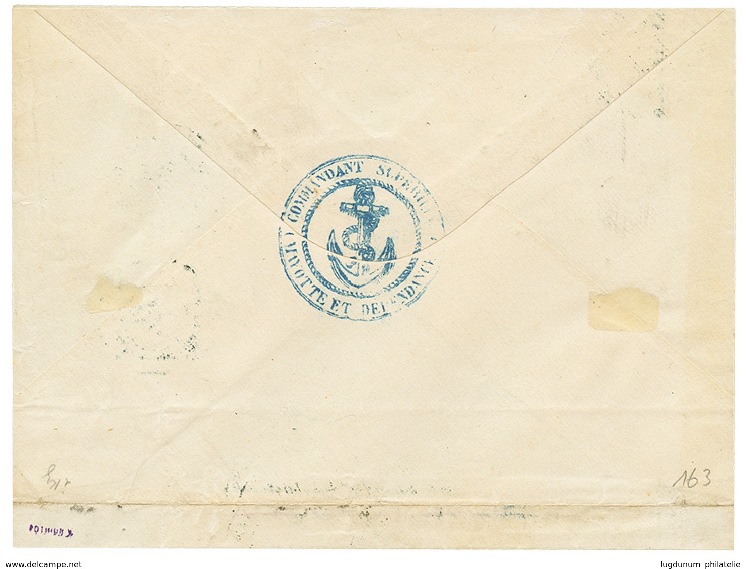 131 1876 MAYOTTE ET DEP. MAYOTTE + Taxe 6 Biffé + Taxe 7 Sur Lettre Pour PARIS. RARE. TTB. - Other & Unclassified