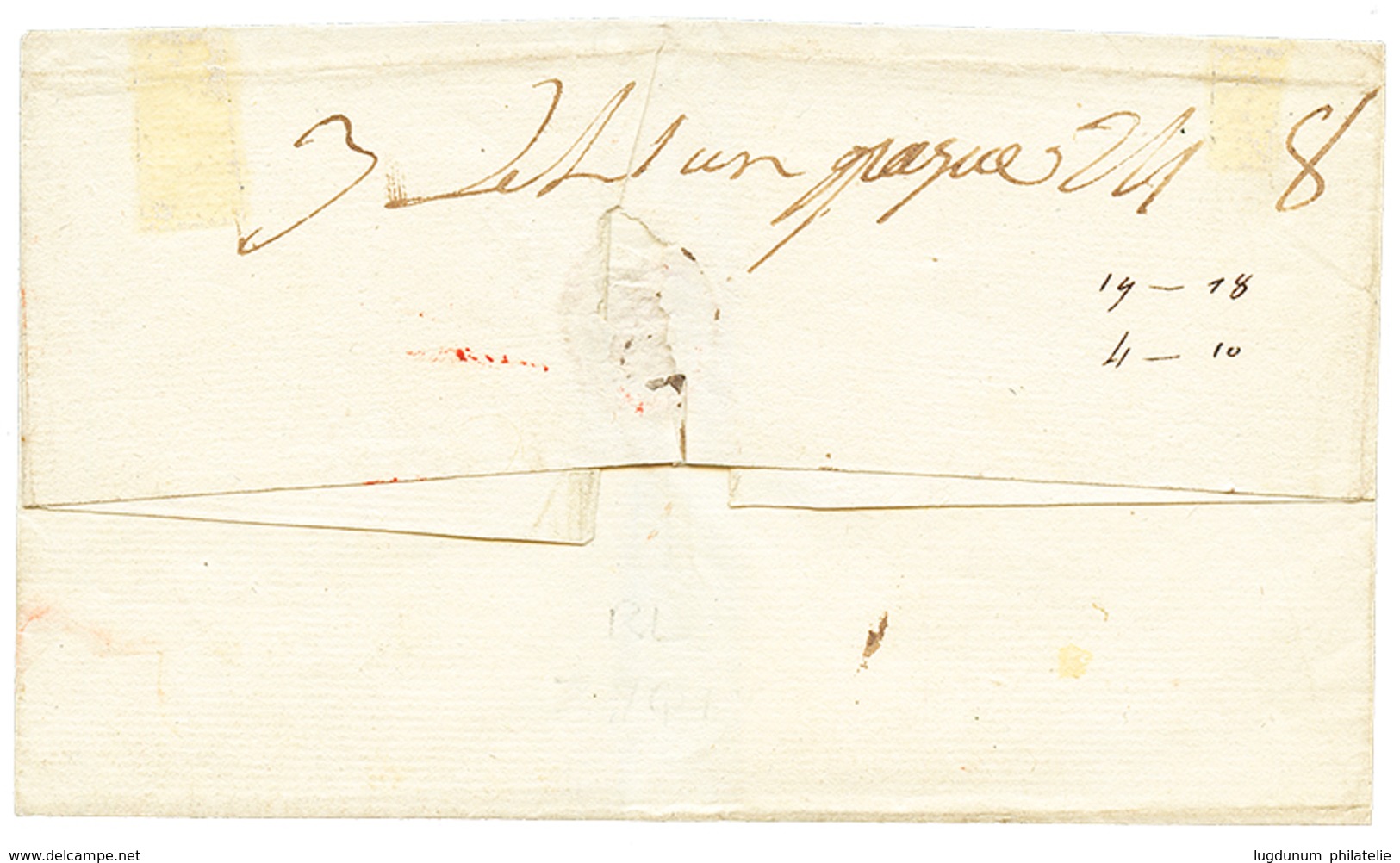 149 1822 COLONIES PAR GRANVILLE En Rouge Sur Lettre Avec Texte De JERSEY Pour BORDEAUX. Rare. TTB. - Guernsey