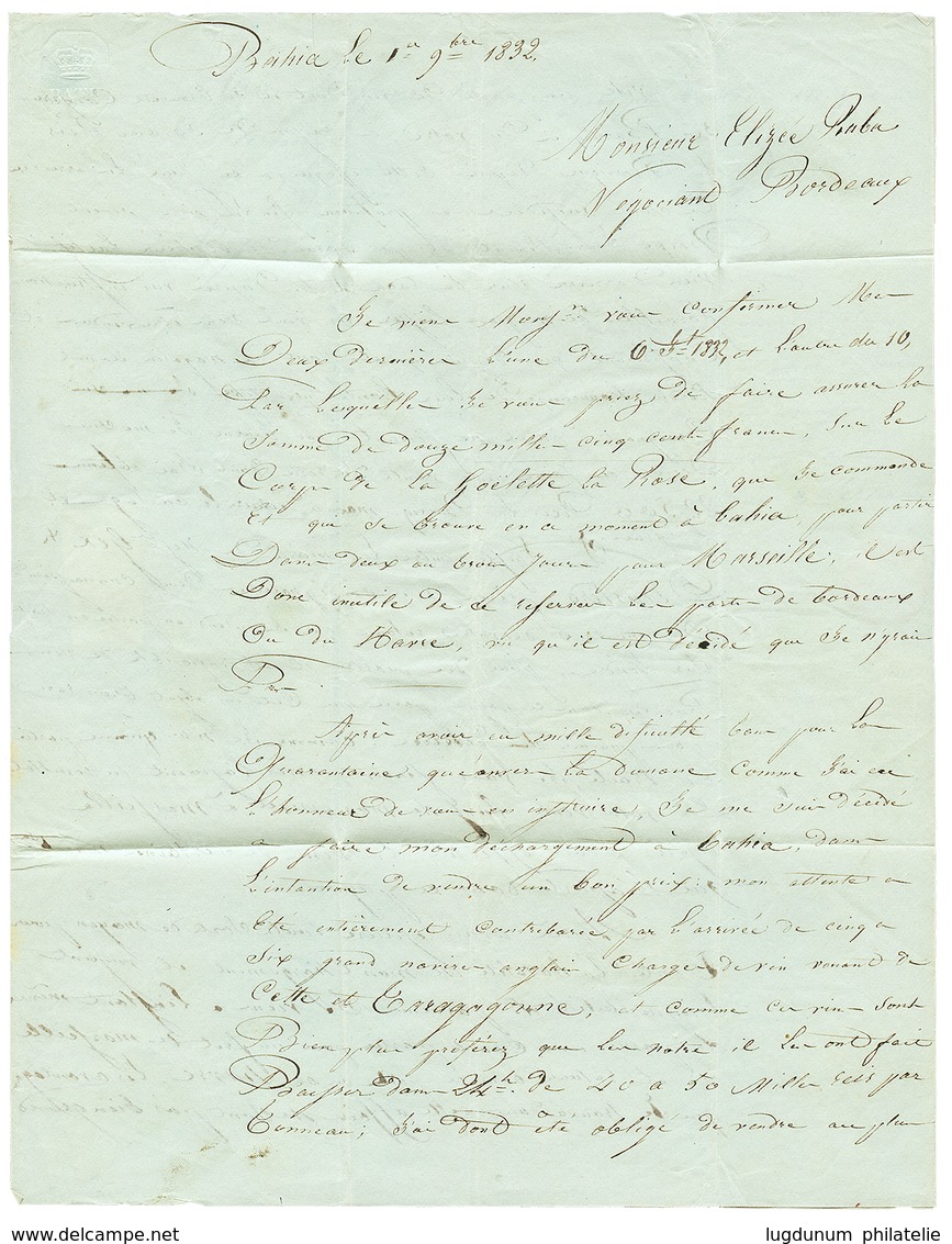 154 "BRESIL Via COURRIER De JERSEY" : 1833 GRANDE BRETAGNE PAR ST MALO + "Via JERSEY" Manus. Sur Lettre Avec Texte De "B - Guernesey