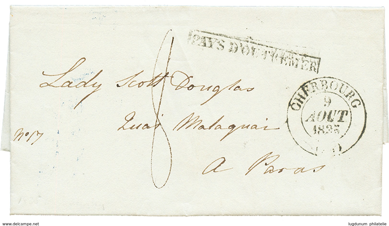 155 1835 PAYS D' OUTREMER + CHERBOURG Sur Lettre Avec Texte De GUERNESEY Pour PARIS. Superbe. - Guernesey