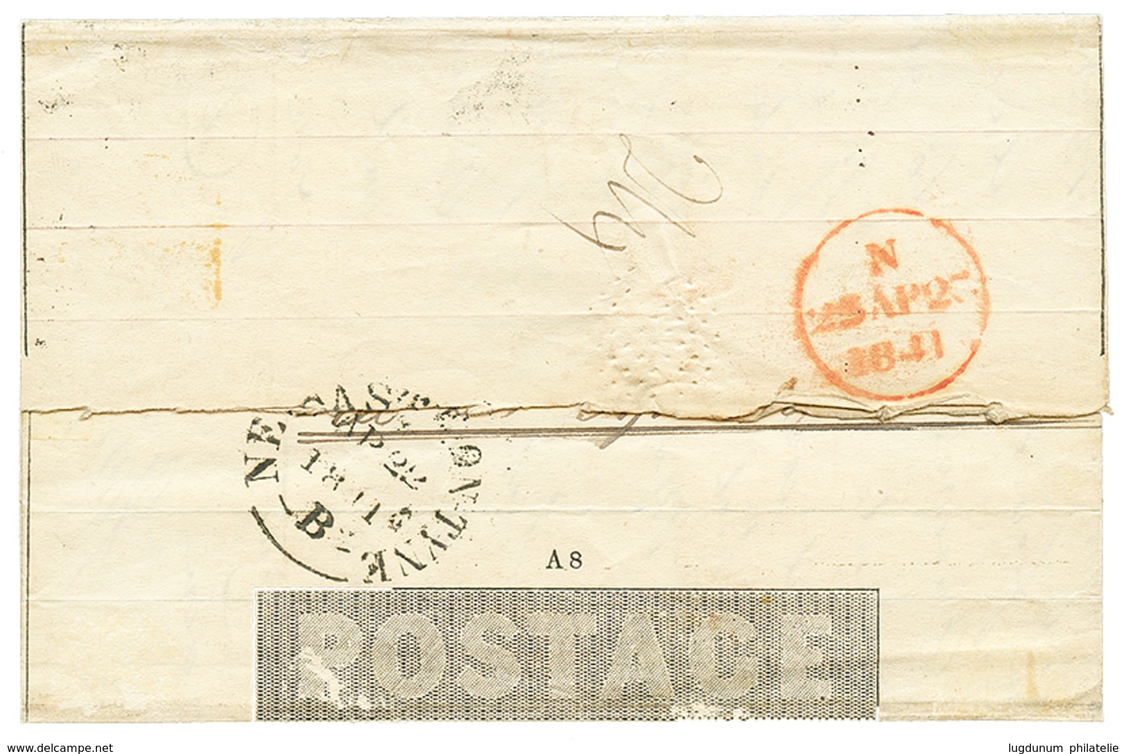 158 1841 Enveloppe MULREADY "ONE PENNY" De NEWCASTLE Pour JERSEY. TTB. - Guernesey