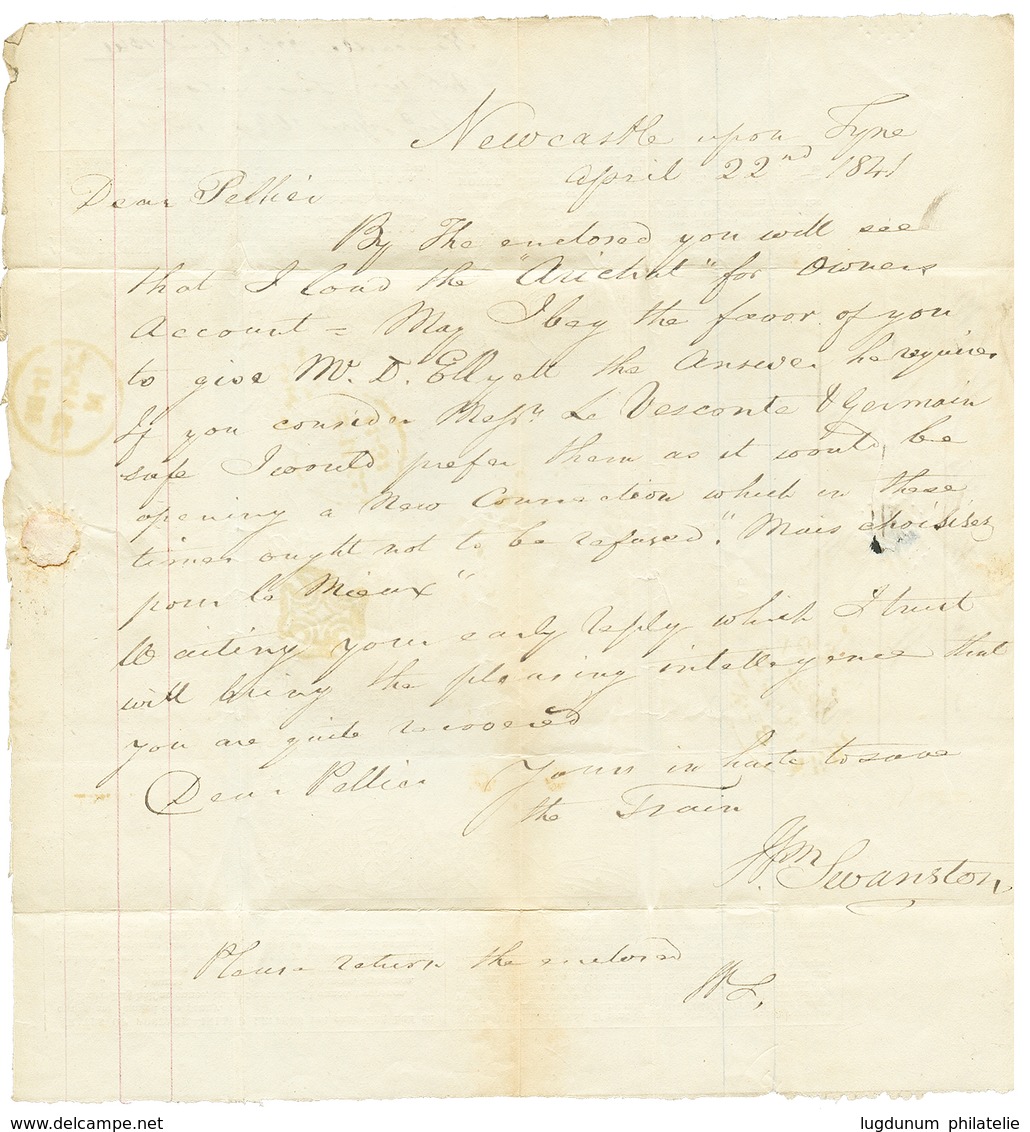 158 1841 Enveloppe MULREADY "ONE PENNY" De NEWCASTLE Pour JERSEY. TTB. - Guernsey