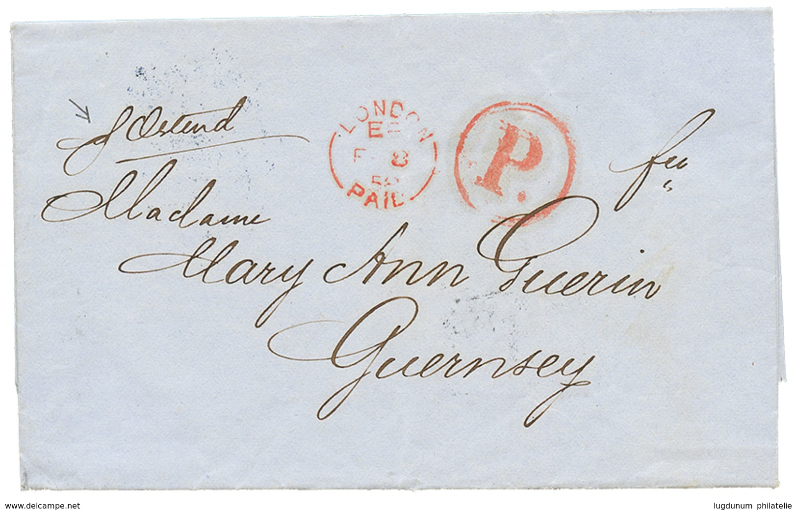 164 "RUSSIE Via OSTENDE Pour GUERNESEY" : 1858 LONDON PAID + "P. OSTENDE" Sur Lettre Avec Texte De ST PETERSBOURG Pour G - Guernsey