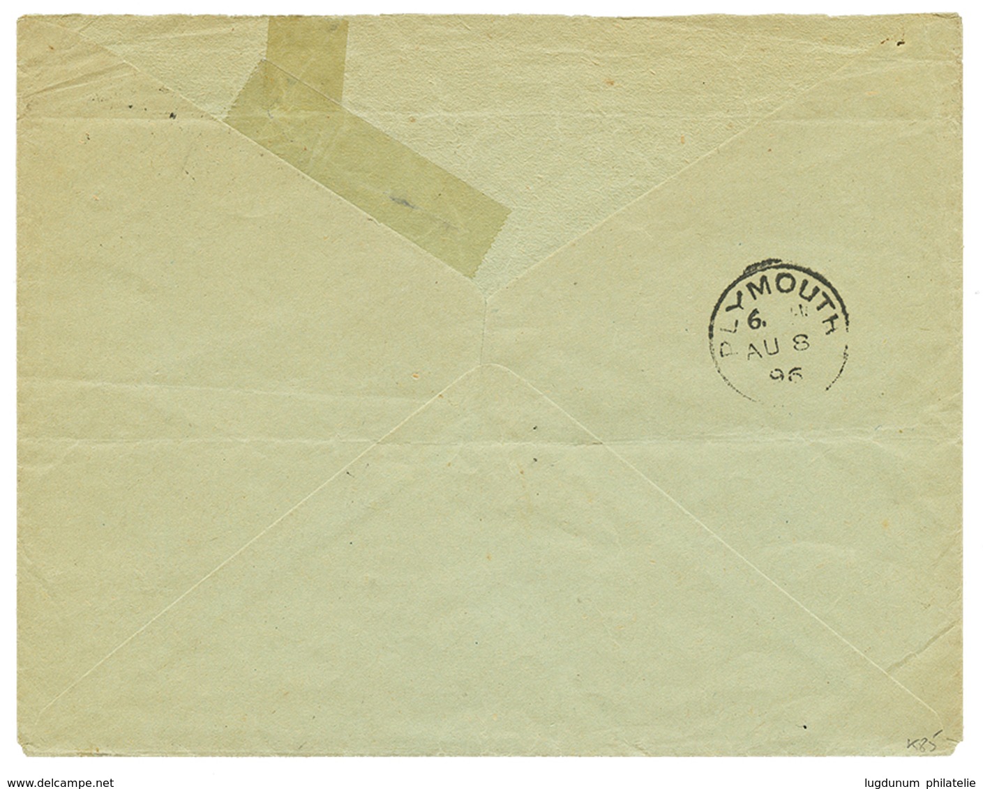 177 "LEGUE PLERIN" : 1896 FRANCE 5c SAGE Obl. JERSEY/FRANCE/ M.B + Griffe PAQUEBOT Sur Env(pd) De LEGUE-PLERIN Pour PLYM - Guernesey