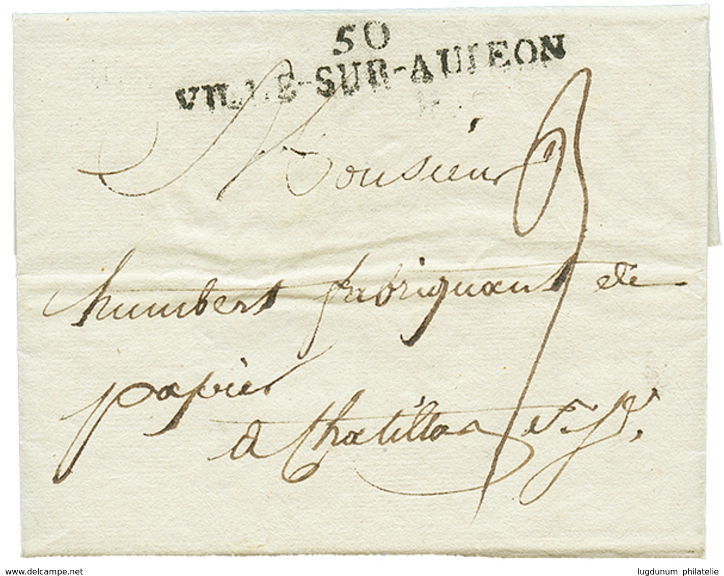 193 An 13 50 VILLE-SUR-AUJEON Sur Lettre Pour CHATILLON. Nom Révolutionnaire De CHATEAU VILLAIN. TTB. - Autres & Non Classés