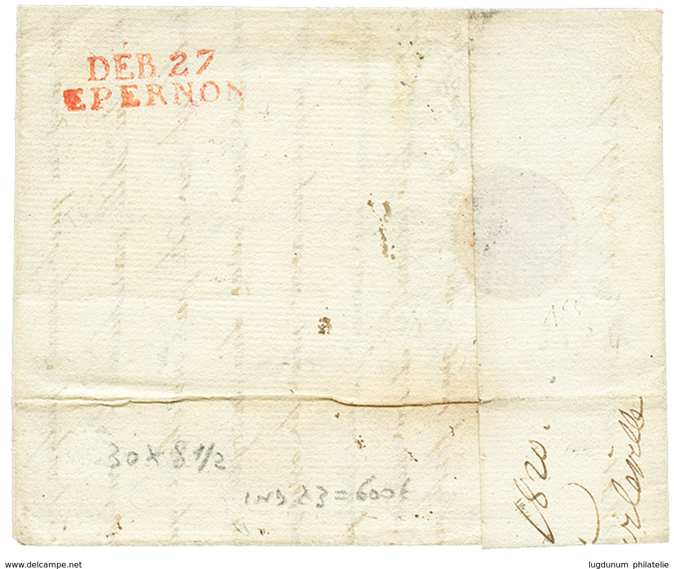 231 1820 DEB.27 EPERNON Rouge + Recto Double Cursive 7 CHARLEVILLE/MEZIERES. Rare. Superbe. - Sonstige & Ohne Zuordnung