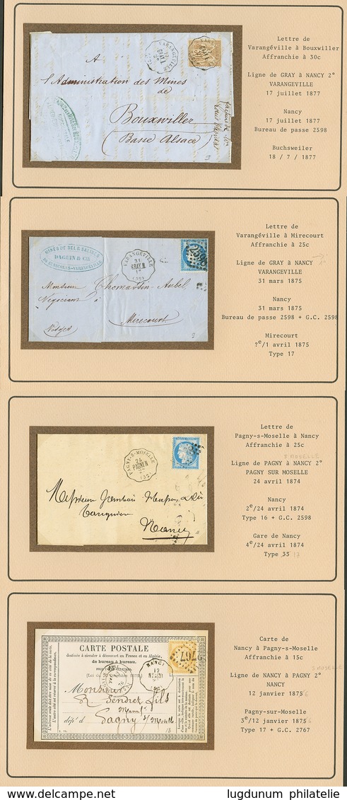 247 POSTE FERROVIAIRE - CONVOYEURS - MEURTHE ET MOSELLE : Superbe Collection CONVOYEURS De STATION Sur 15 Lettres. Quali - Other & Unclassified