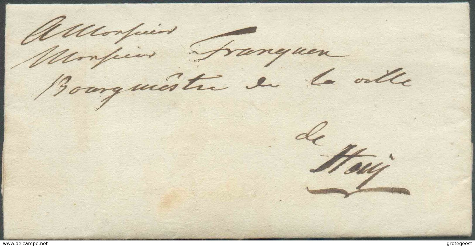 LAC Du 1er Septembre 1814 Envoyée Par Le Général WRANGEL, Commandant Provisoire De La Place Fortifiée De HUY, En Franchi - 1814-1815 (Generaal Gouv. België)