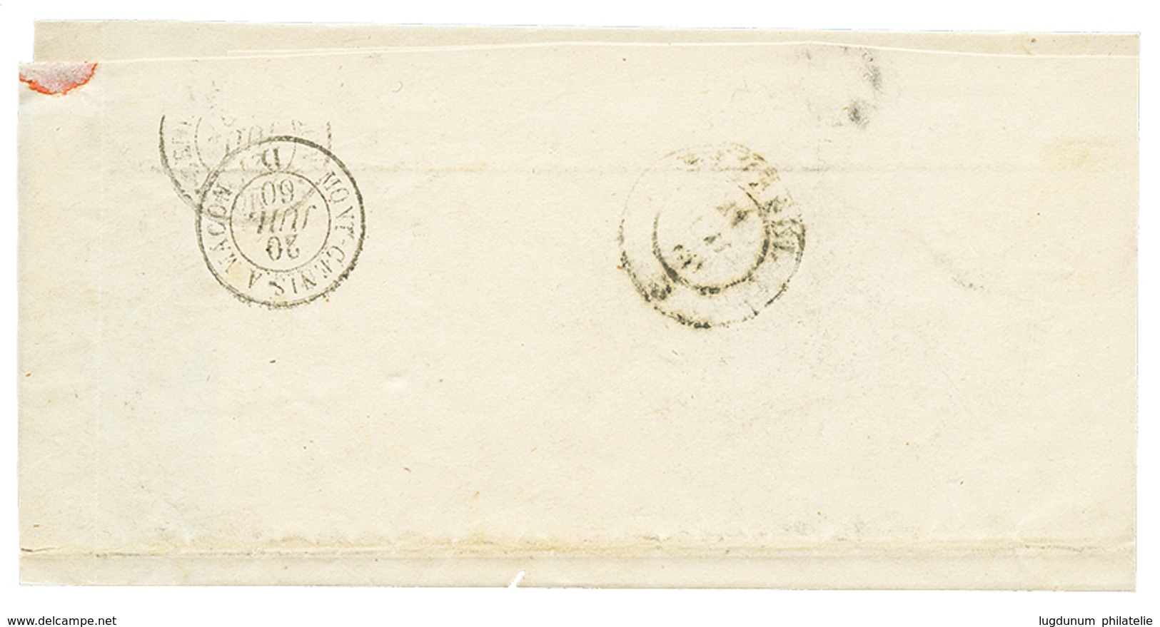 287 "RUFFIEUX" : 1860 FRANCE 20c(n°14) Obl. Cachet Sarde RUFFIEUX Sur Lettre. GRANDE RARETE. TTB. - Vide