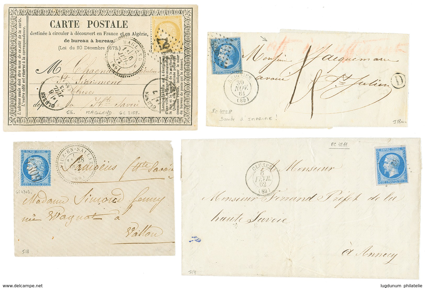 291 HAUTE SAVOIE - TB Lot : GC 4309 GC 2157, PC 4211, PC 4228. Cote 1000 Euros. Superbe. - Vide