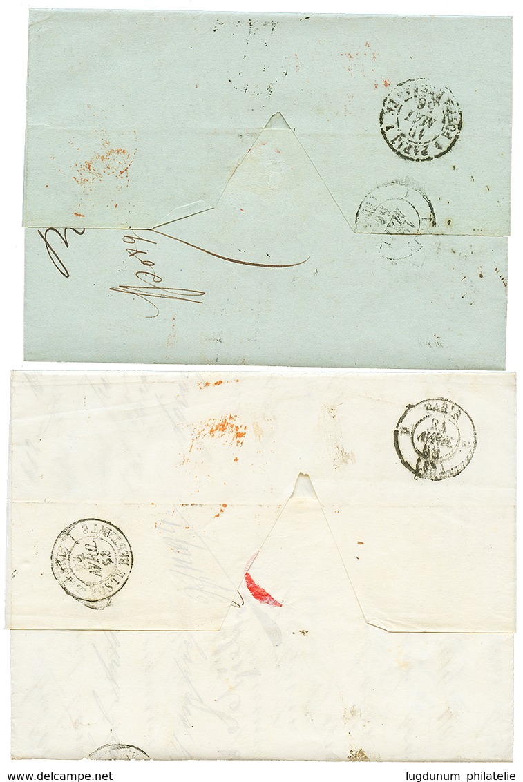 306 2 Lettres : 1856 AUTR. 3 PONT DE BEAUVOISIN + VIA DEGLI STATI SARDI Et 1858 AUTRICHE 3 CULOZ + VENEZIA. TTB. - Autres & Non Classés