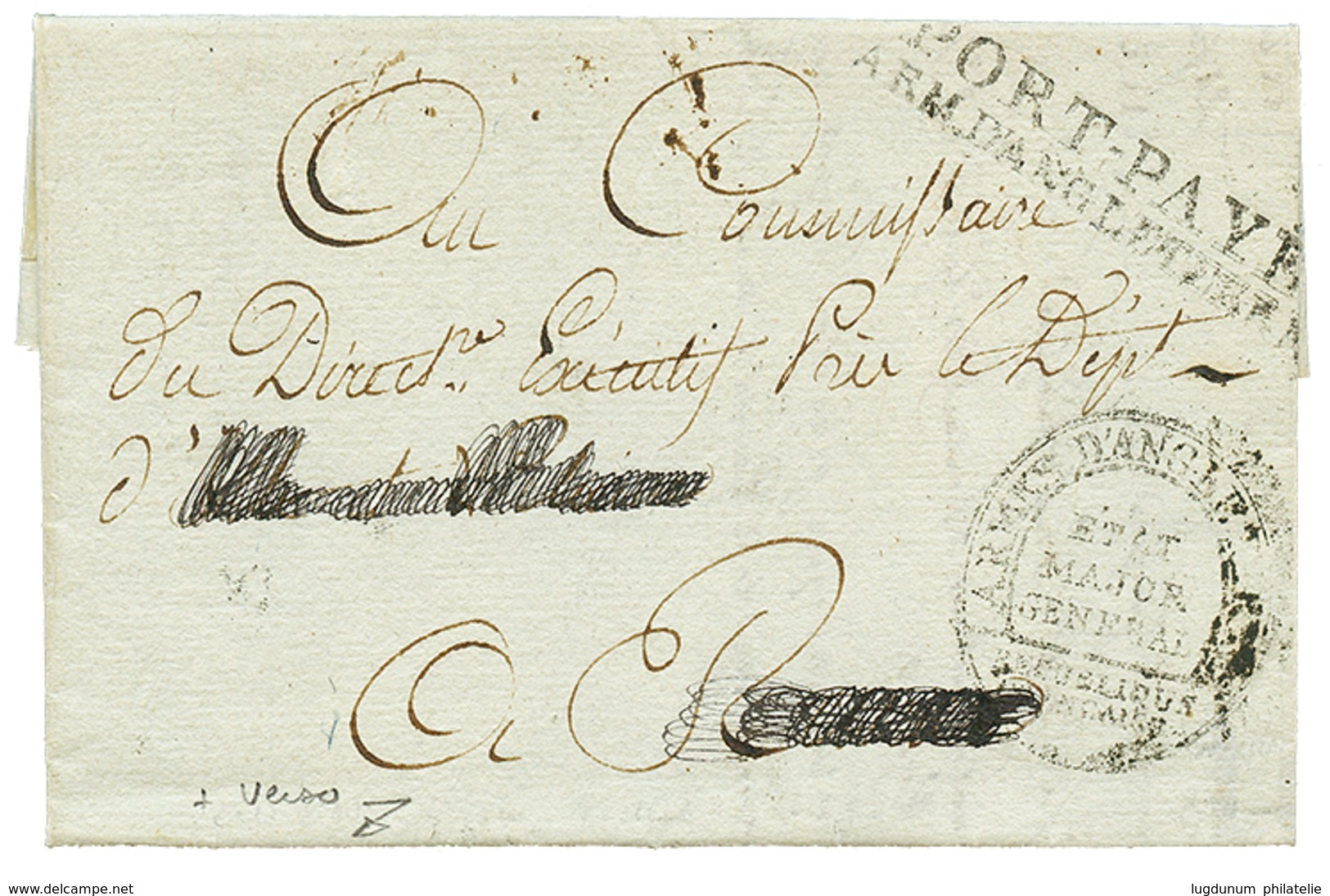 307 An 6 PORT-PAYE ARM. D'ANGLETERRE + ARMEE D'ANGLETERRE /ETAT MAJOR GENERAL Sur Lettre (nom Rayé) Avec Texte Daté "ROU - Army Postmarks (before 1900)