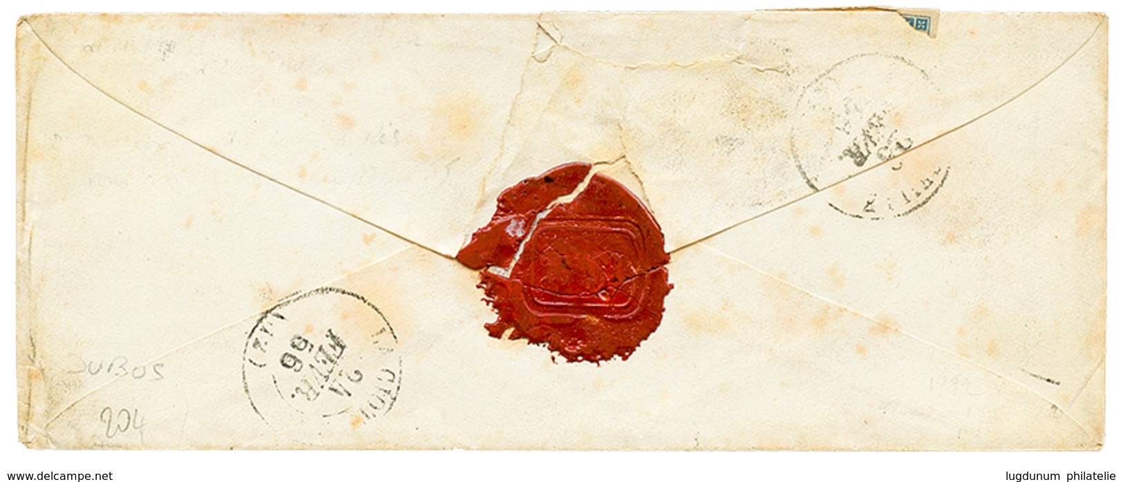 344 1856 20c(n°14)x2 Obl. AOO + ARMEE D' ORIENT Bau O Sur Lettre Pour La FRANCE. Rare En Double Port. TB. - Army Postmarks (before 1900)