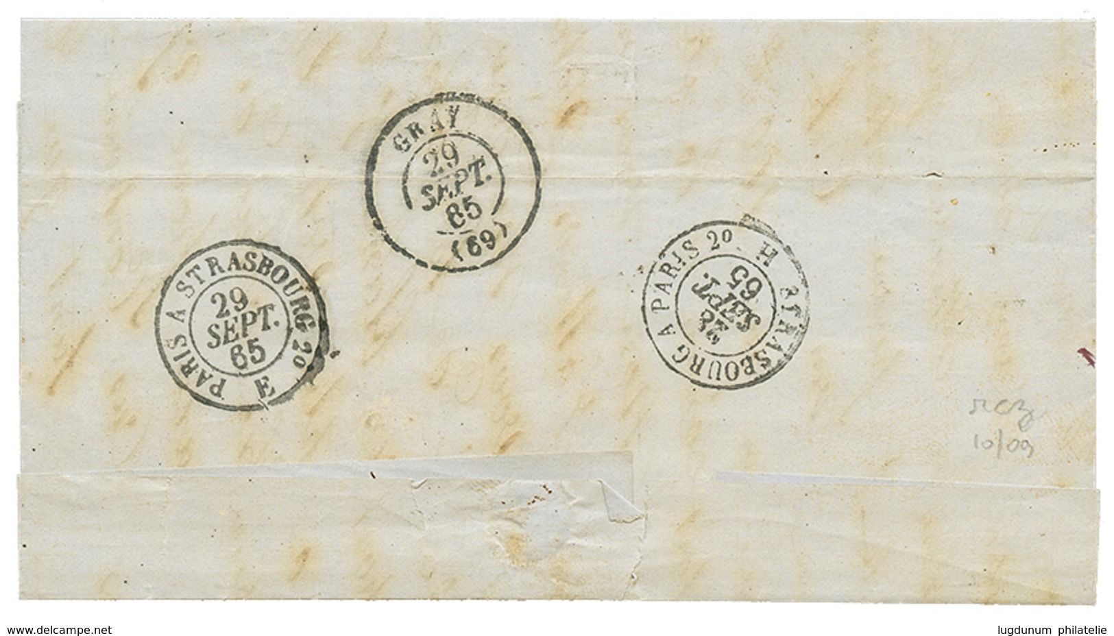 397 "BOITE MOBILE" : 1865 20c(n°22) Obl. GC 1268 + DAMMARIE-S-SAULX BTE MLE Sur Lettre Pour GRAY. TTB. - 1863-1870 Napoleon III With Laurels