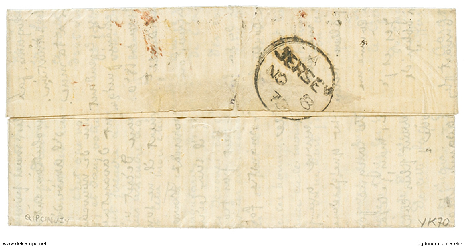 424 "BALLON MONTE Pour JERSEY" : 10c+ 20c(pd) Obl. Etoile + PARIS 2 Nov 70 Sur Lettre Pour JERSEY. Verso, Arrivée JERSEY - Guerre De 1870