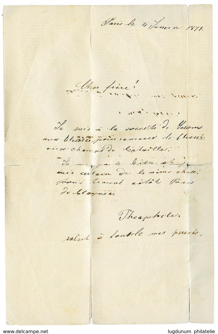 437 BALLON MONTE Pour L' AUTRICHE : 1871 Paire 30c(n°31) Obl. Etoile 8 + PARIS 5 JANV 71 Sur Lettre Avec Texte(petits Dé - Krieg 1870