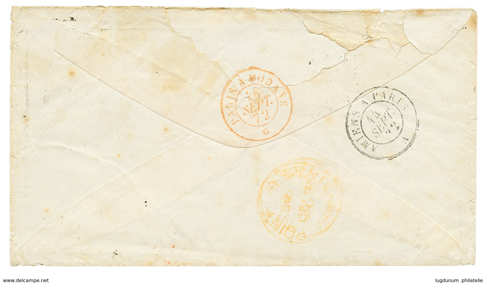 456 1872 80c EMPIRE(n°32) + CERES Paire 25c(n°60) Sur Lettre De BOULOGNE-S-MER Pour ADEN(YEMEN). TB. - 1871-1875 Ceres