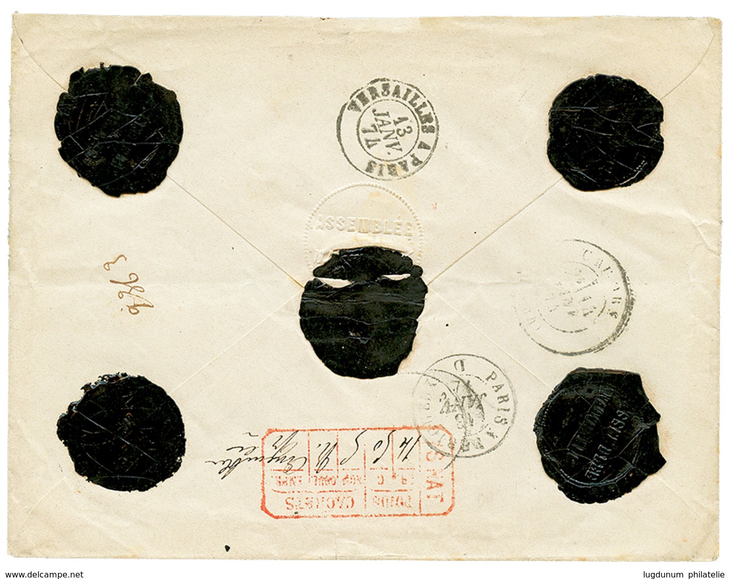 460 "ASNA - CHARGE" : 1874 CERES 30c + Paire 80c(un Timbre Restauration Esthétique En Haut) Obl. GC 4158 + VERSAILLES AS - 1871-1875 Ceres