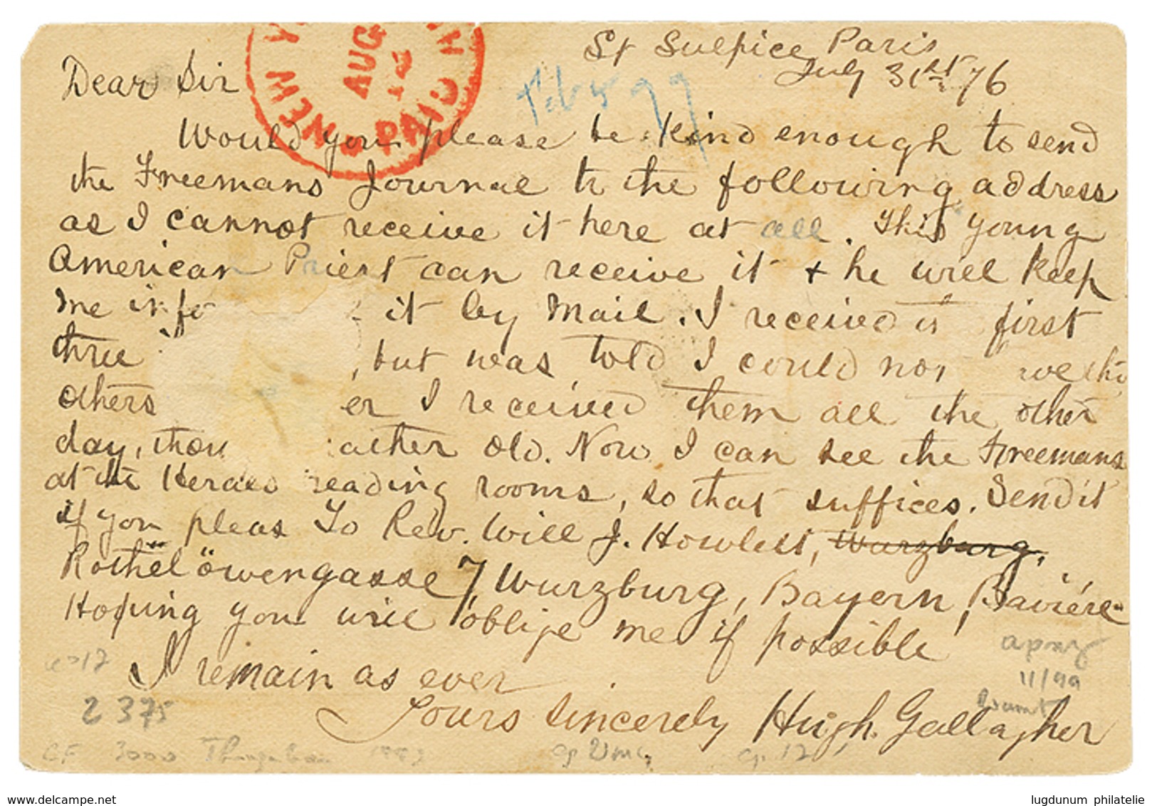 467 "Tarif VOIE De MER à 20c" : 1876 CERES 5c + 15c Obl. ISSY-S-SEINE Sur CARTE PRECURSEUR Pour NEW-YORK(ETATS-UNIS). Tr - 1871-1875 Ceres