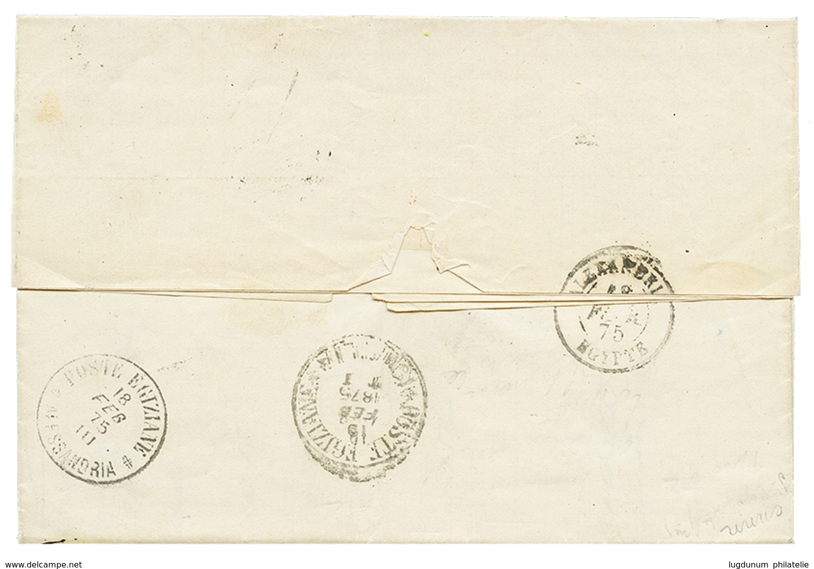 553 "MIXTE Dans Le Sens FRANCE / EGYPTE" : 1875 FRANCE Paire 40c SIEGE(n°38) + EGYPTE 1P Sur Lettre De PARIS Pour ISMAIL - Sonstige & Ohne Zuordnung