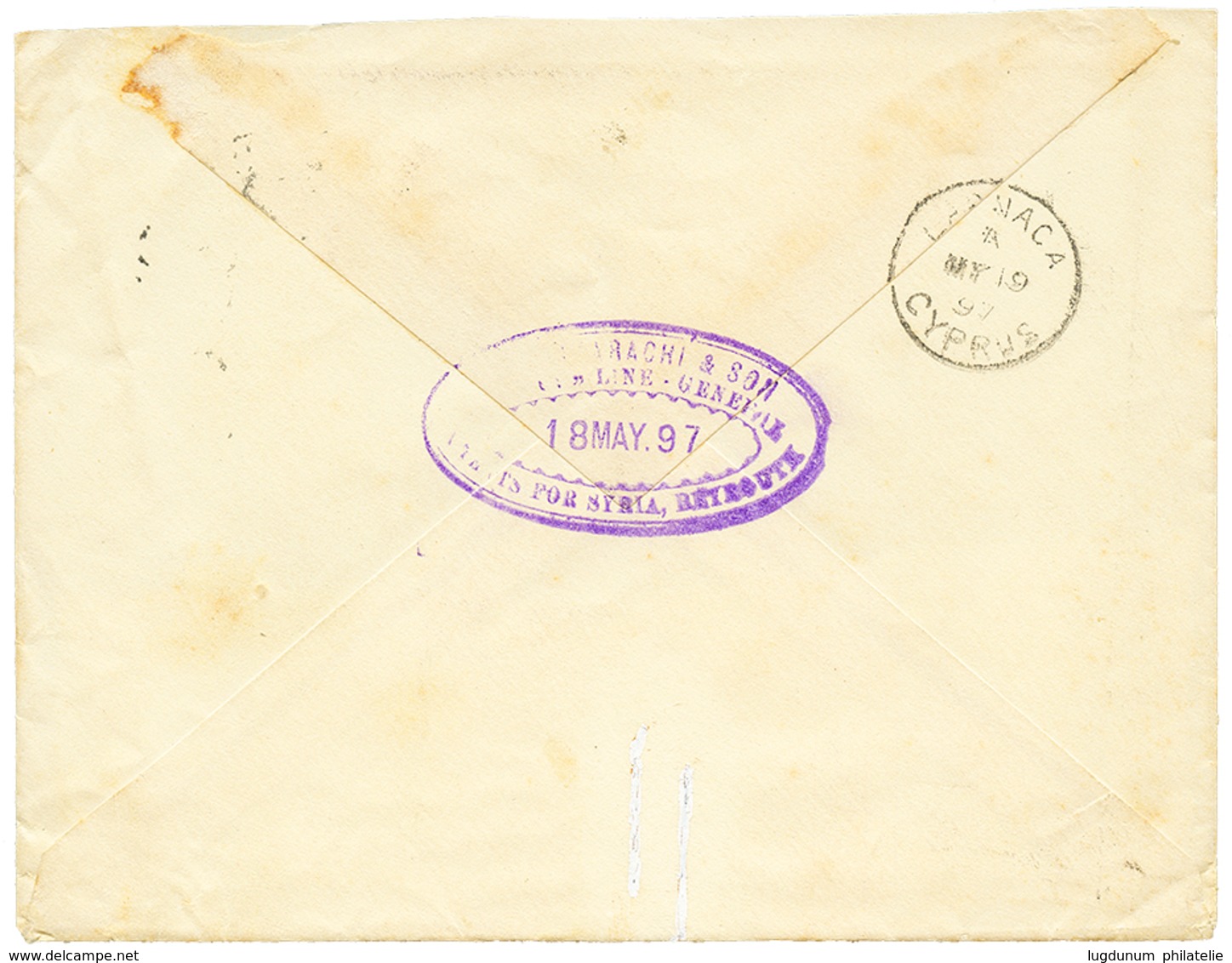558 BEYROUTH Pour CHYPRES : 1897 2p(x3) Obl. BEYROUTH SYRIE Sur Env. Pour LARNACA CYPRUS. RARE. TB. - Other & Unclassified