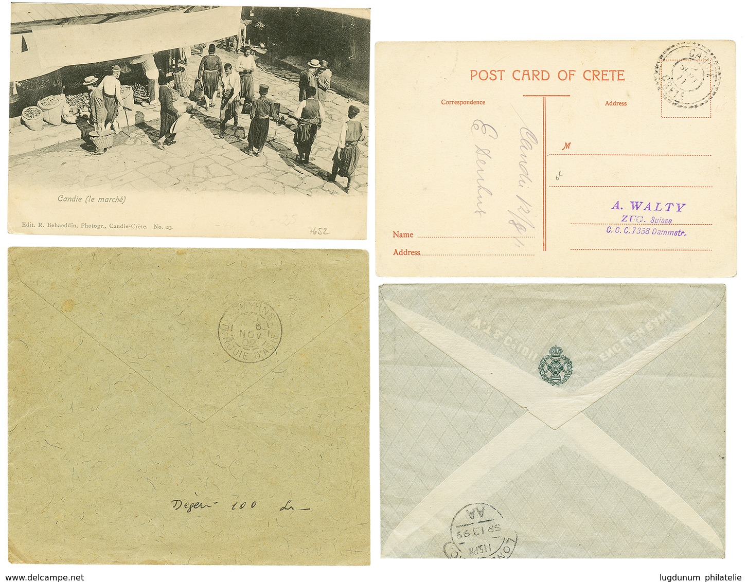 567 CRETE : Lot De 4 Lettres De CANDIE. A Voir. TB. - Other & Unclassified