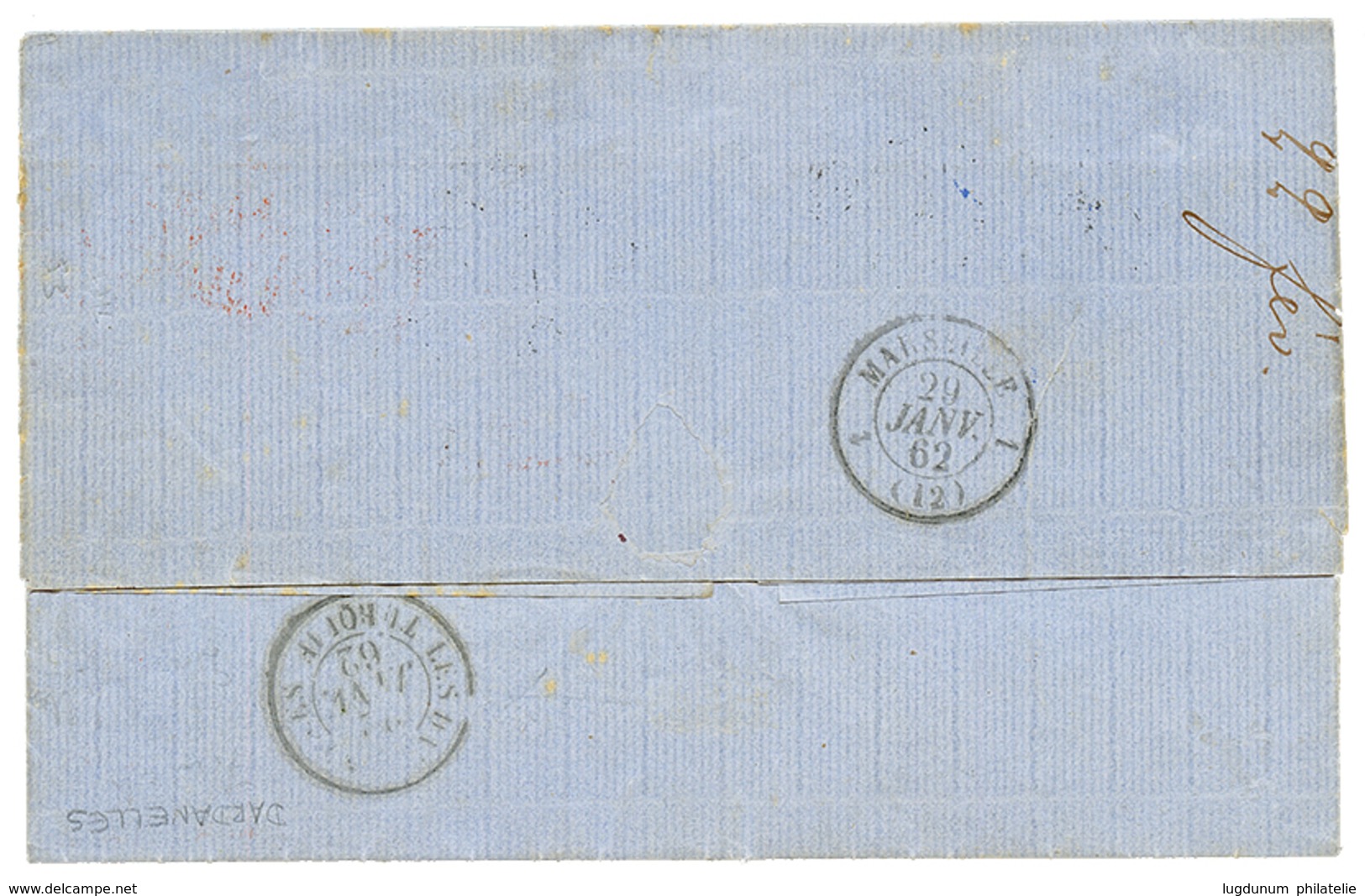 582 1862 10c(n°13) + 40c(n°16) Obl. PC 4012 + SALONIQUE TURQUIE Sur Lettre Pour La FRANCE. TB. - Other & Unclassified