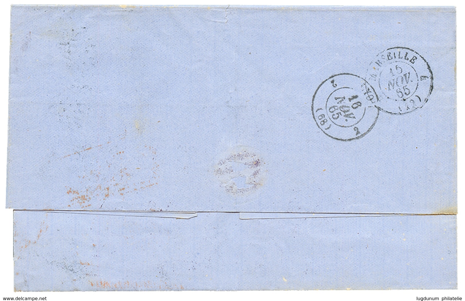 586 1865 10c(n°21) + 40c(n°23) Obl. GC 5095 + SALONIQUE TURQ. D' EUROPE Sur Lettre Pour La FRANCE. TB. - Other & Unclassified