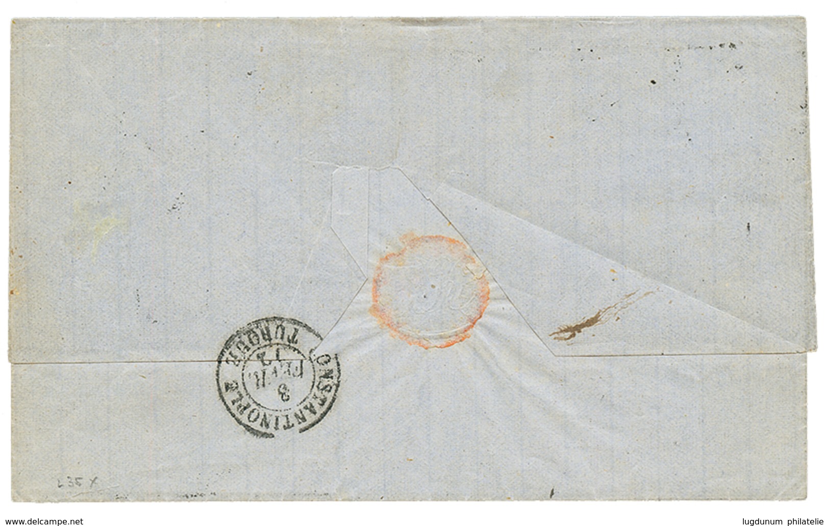 588 1872 40c SIEGE (n°38) Obl. GC 5095 + SALONIQUE TURQUIE Sur Lettre Pour CONSTANTINOPLE GALATA. TB. - Autres & Non Classés