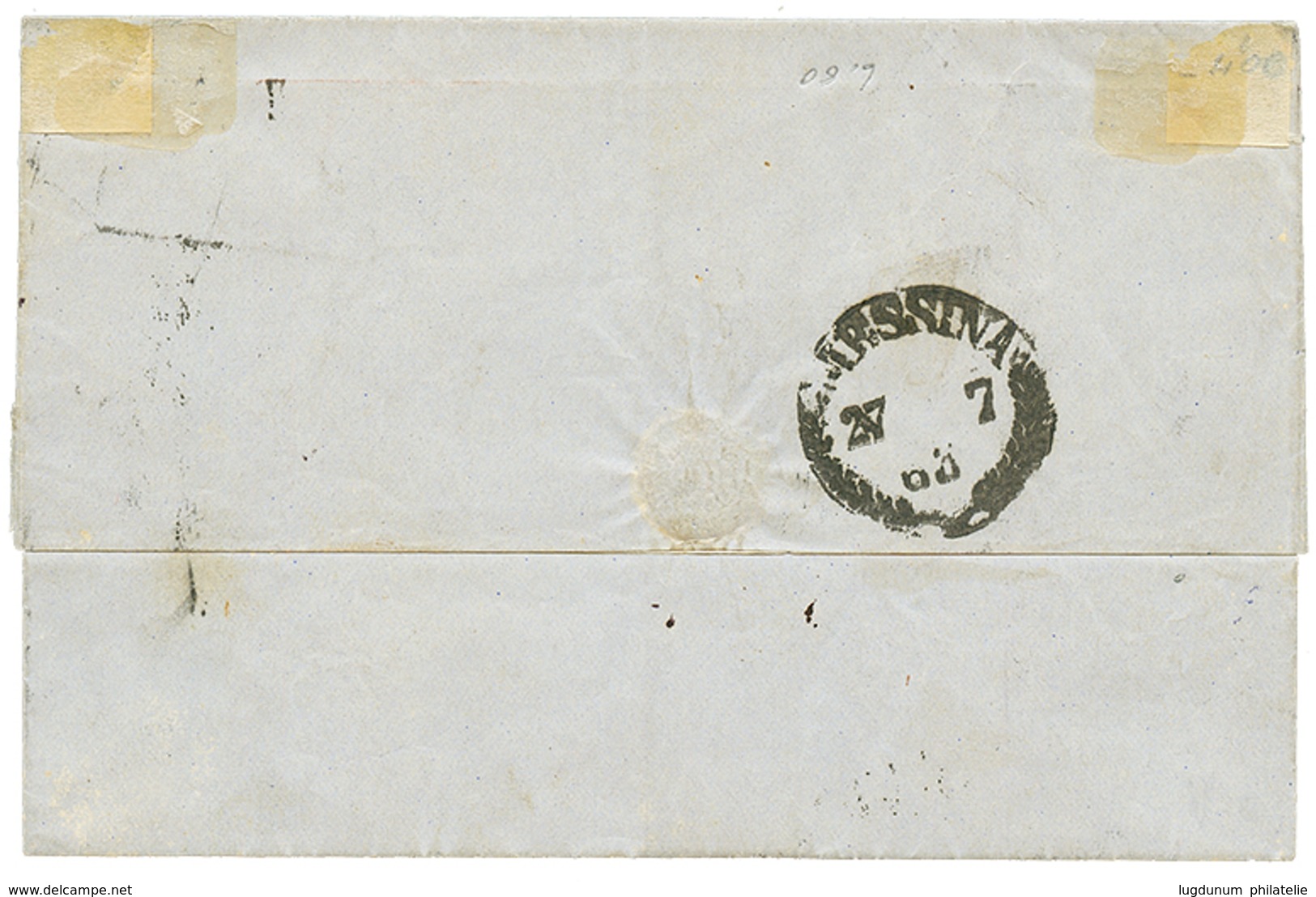 595 1863 80c(n°17) Obl. GC 5098 + SMYRNE TURQUIE Sur Lettre Avec Texte Pour MESSINA (ITALIE). TB. - Other & Unclassified