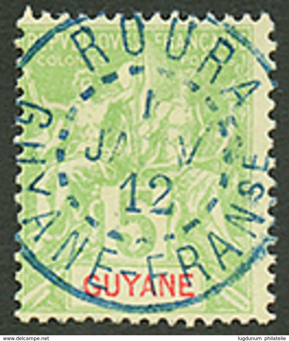 627 GUYANE 5c Oblitération Centrale ROURA GUYANE FRANse. RARE. Superbe Qualité. - Autres & Non Classés