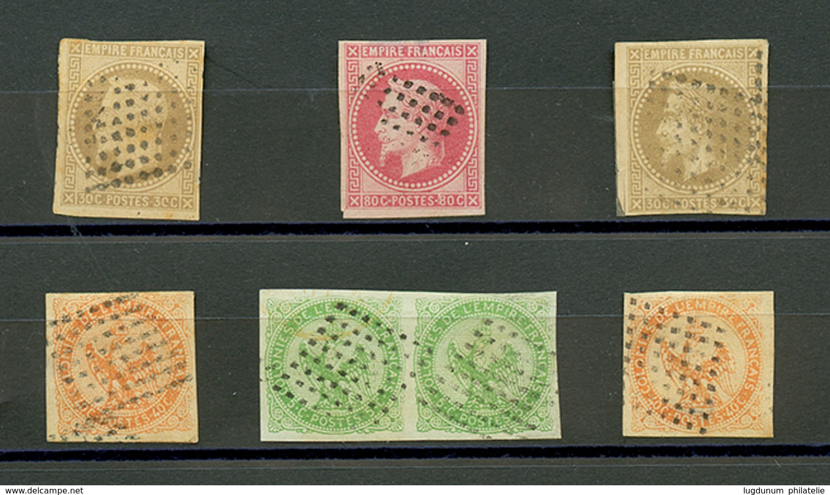 636 NOUVELLE CALEDONIE - COLONIES GENERALES : Lot 7 Timbres Dont Paire 5c AIGLE, 80c EMPIRE ...TB. - Autres & Non Classés