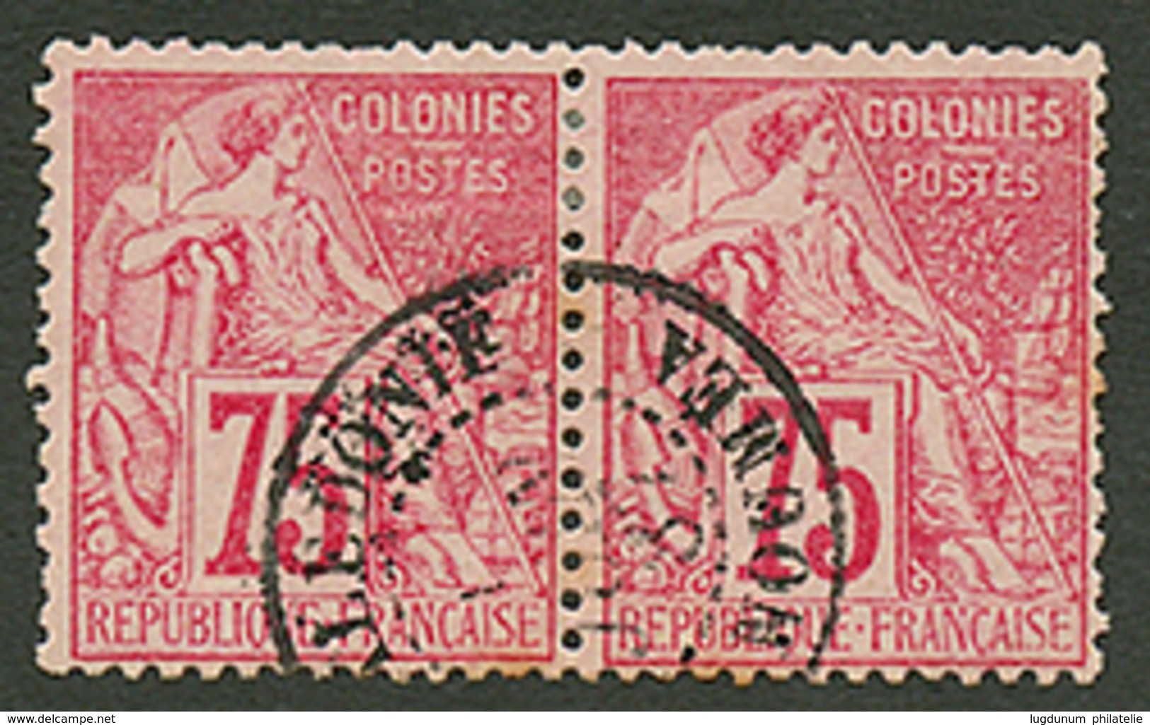 641 COLONIES GENERALES Paire 75c Alphée Dubois Obl. NLLE CALEDONIE NOUMEA. TB. - Sonstige & Ohne Zuordnung