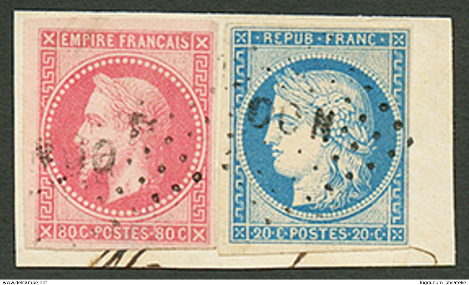 642 TAHITI - COLONIES GENERALES 20c CERES + 80c EMPIRE TB Margés Obl. OCN Sur Fragment. RARE. TTB. - Autres & Non Classés