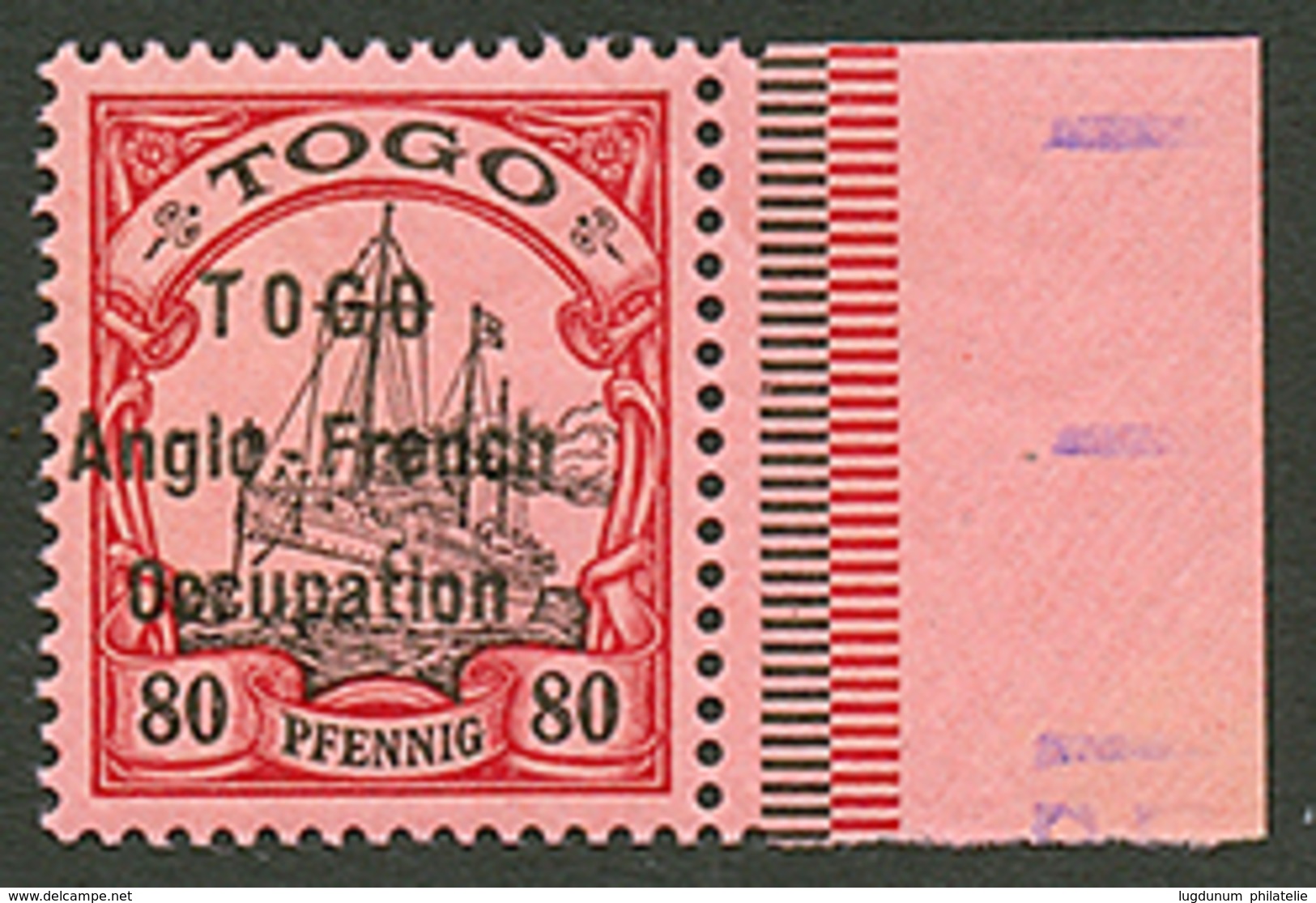 688 TOGO - ANGLO FRENCH OCCUPATION 80pf(n°40) Neuf Sans Charnière **. Ce Timbre Provient D'un Bloc De 37 (CERTIFICAT HOL - Autres & Non Classés