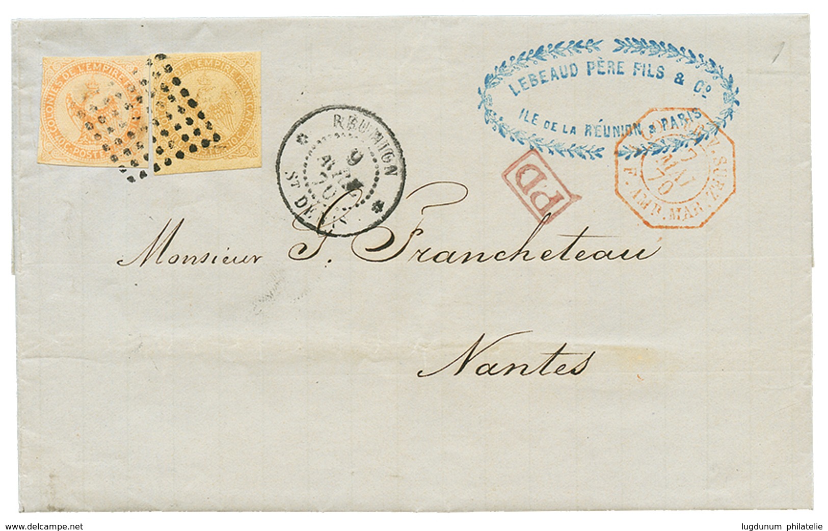 710 REUNION : 18670 AIGLE 10c + 40c + REUNION ST DENIS Sur Lettre Avec Texte Pour NANTES. TB. - Autres & Non Classés