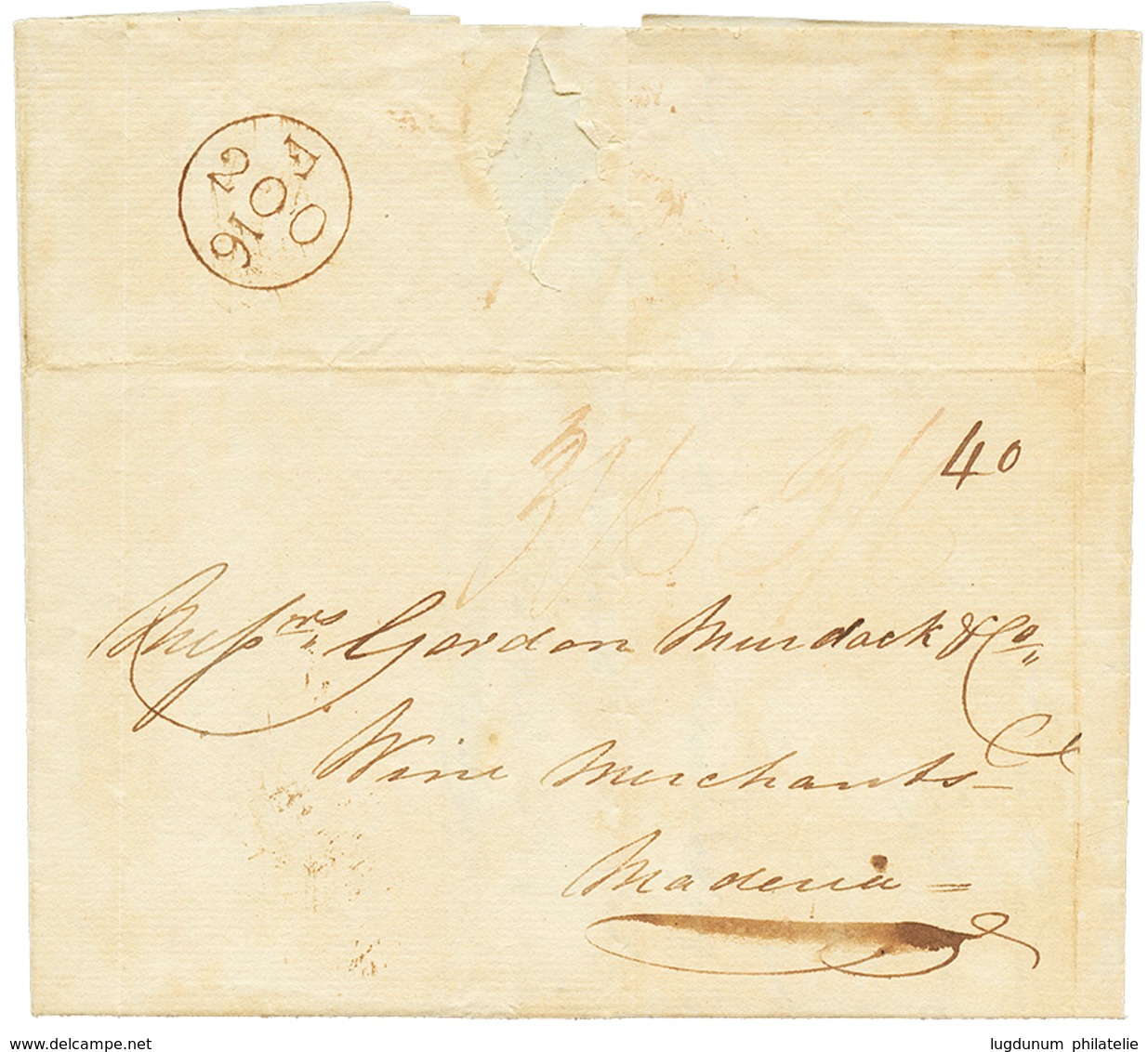 763 1816 Taxe 40 Portuguaise Sur Lettre Avec Texte Daté "GUADELOUPE 1 Fevrier 1816" Pour MADEIRA. TTB. - Autres & Non Classés