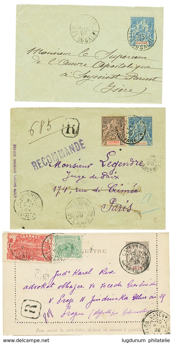 788 1899/1926 Lot 3 Lettres Dont 2 RECOMMANDEES. TTB. - Autres & Non Classés