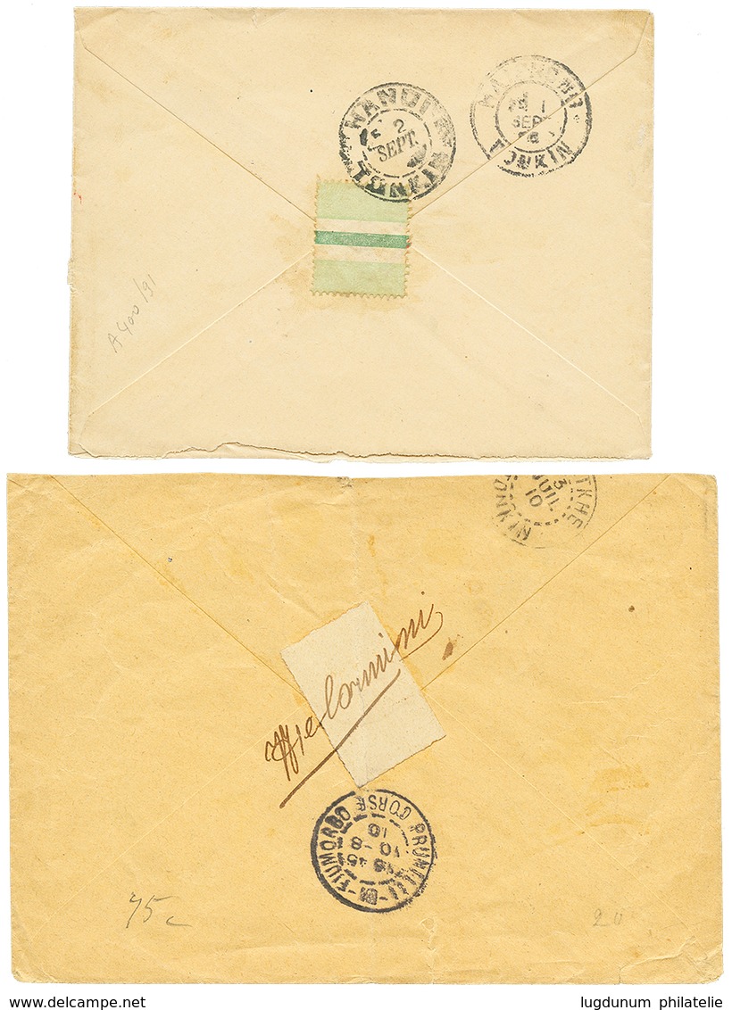 797 1905 FRANCE 15c Obl. HONGAY TONKIN Pour HANOI Et 1910 FM 15c Obl. BI-NHI TONKIN Pour La CORSE. TB. - Sonstige & Ohne Zuordnung