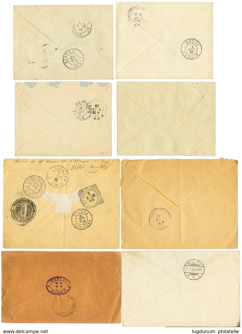 801 TONKIN : 1907/12 Lot 8 Lettres Dont A.R Et RECOMMANDES(x5). TB. - Autres & Non Classés