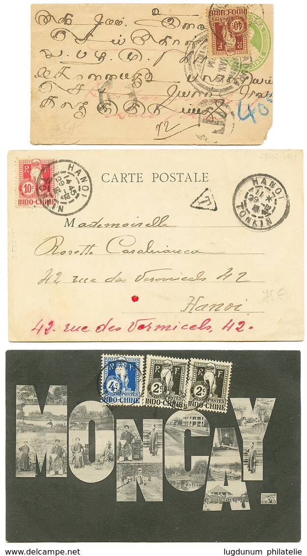 805 1909/18 Lot De 7 Lettres Avec Timbres TAXES Dont Ambulant YENBAY A HANOI. B/TB. - Sonstige & Ohne Zuordnung