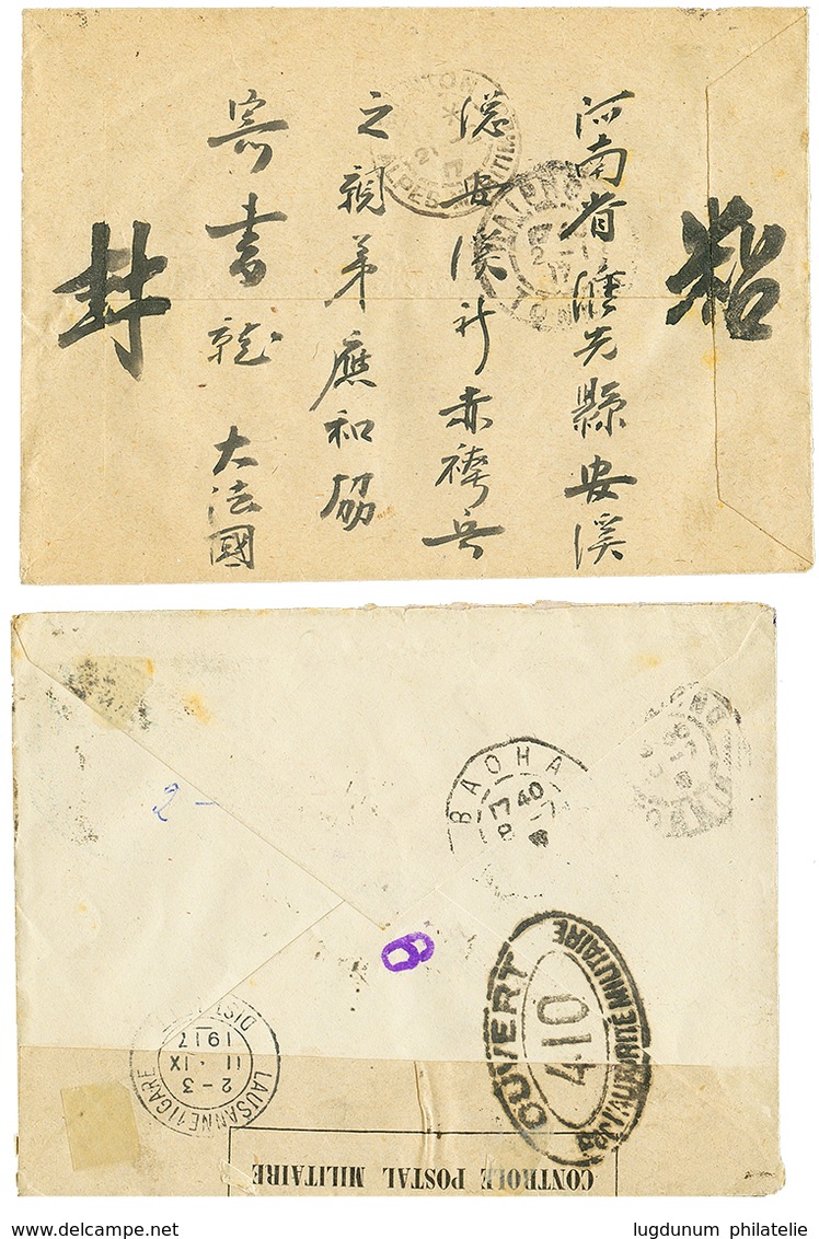 820 1917 POSTE RURALE CHU-DOI + KIEN-AN TONKIN Et 1917 Lettre Avec CENSURE D' HAGIANG Pour La SUISSE. TB. - Sonstige & Ohne Zuordnung